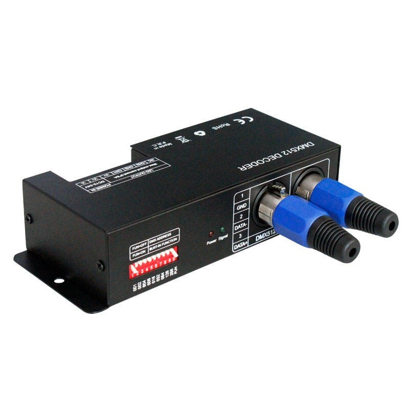 3 Channel RGB DMX Decoder with RJ45 and XLR plug &DMX512 Dimmer Driver DC12-24V