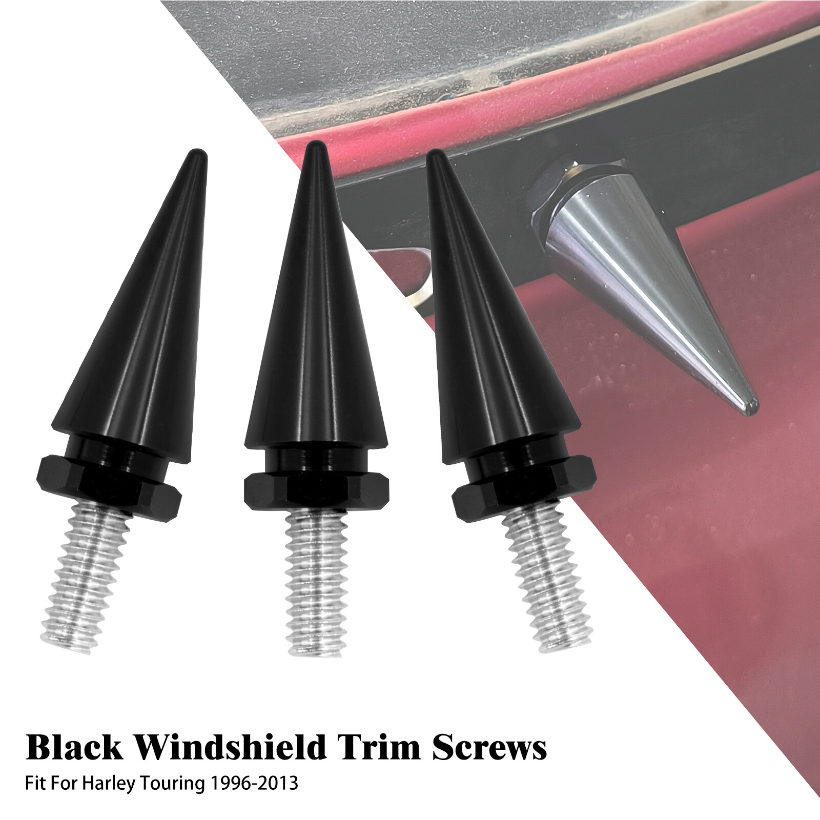 Spike Windscreen Windshield Black Screws For Harley Electra Street Glide 96-2013
