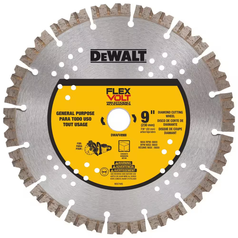 Flexvolt 9 In. Diamond Concrete Cutting Cut-Off Saw Blade