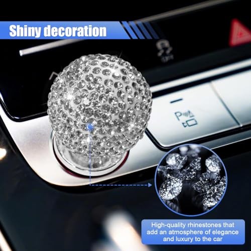 YoRise Bling Car Push Start Button Cover, Rhinestone Car Start Button White