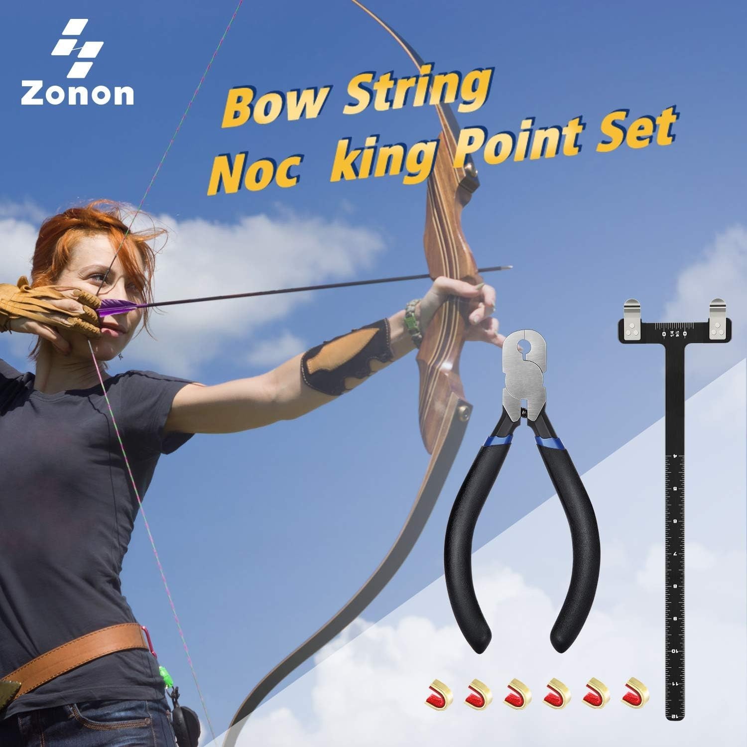 Bow String Nocking Points Pliers Strings Knock Set T Shape Bow Square Ruler N...