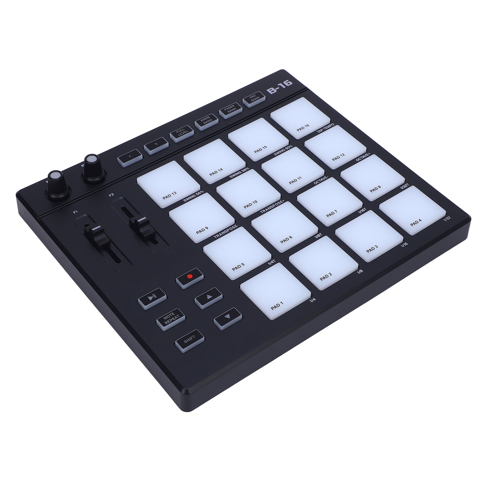 MIDI Controller With 16 Drum Pads 2 Assignable Fader Knobs RGB Portable MID XIPE