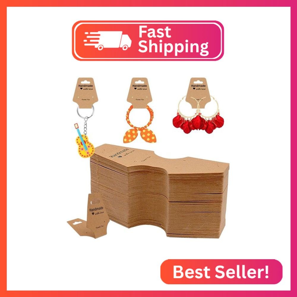 200PCS Bracelet Packaging for Small Business, Sturdy Kraft Keychain Display Card