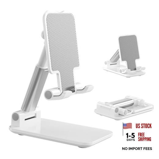 Phone Stand for Desk, Cell Phone Holder Cute Smart Cellphone B-White-Silver