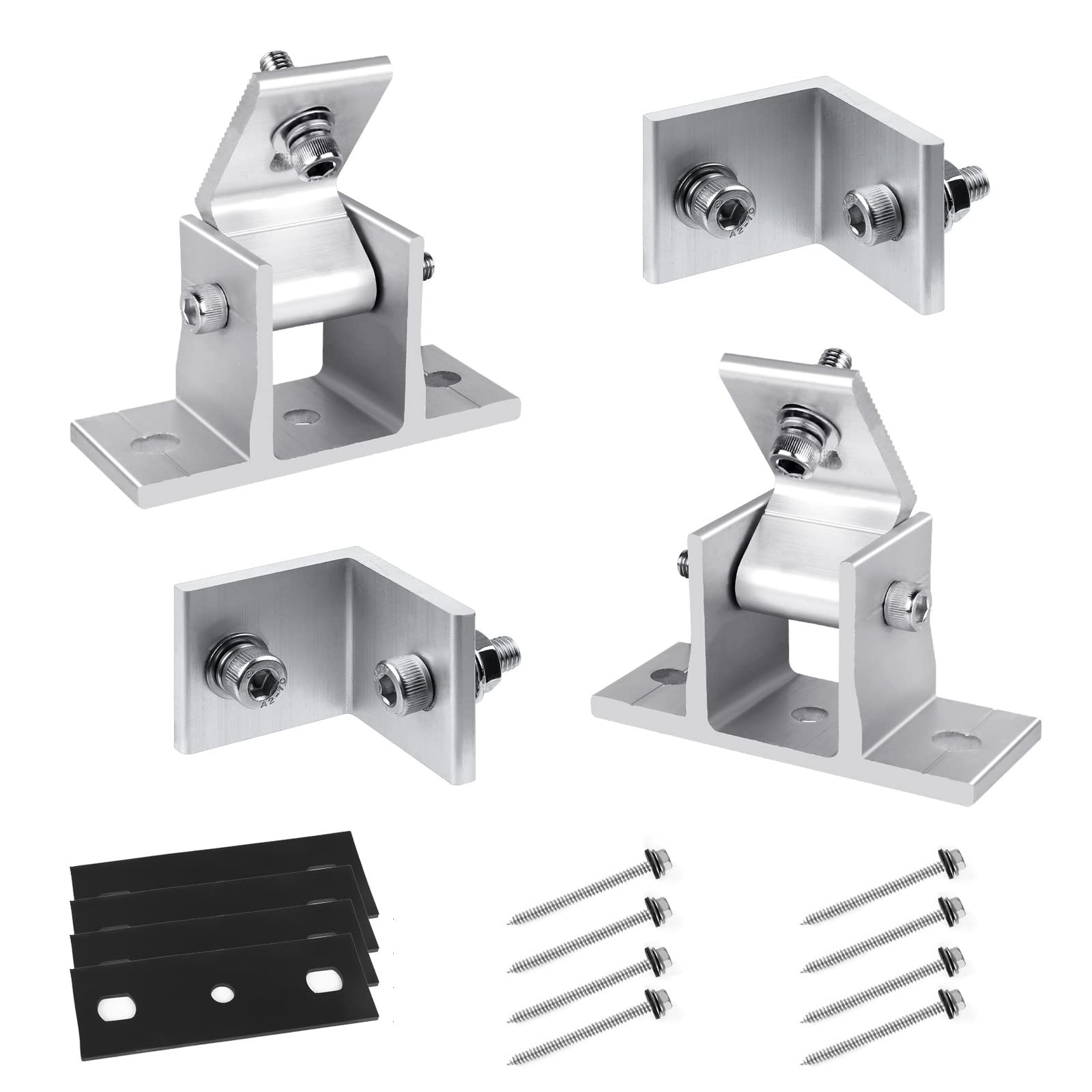 2 Sets (4Pcs) Solar Panel Mounting Brackets - Adjustable Solar Panel Tilt Mou...