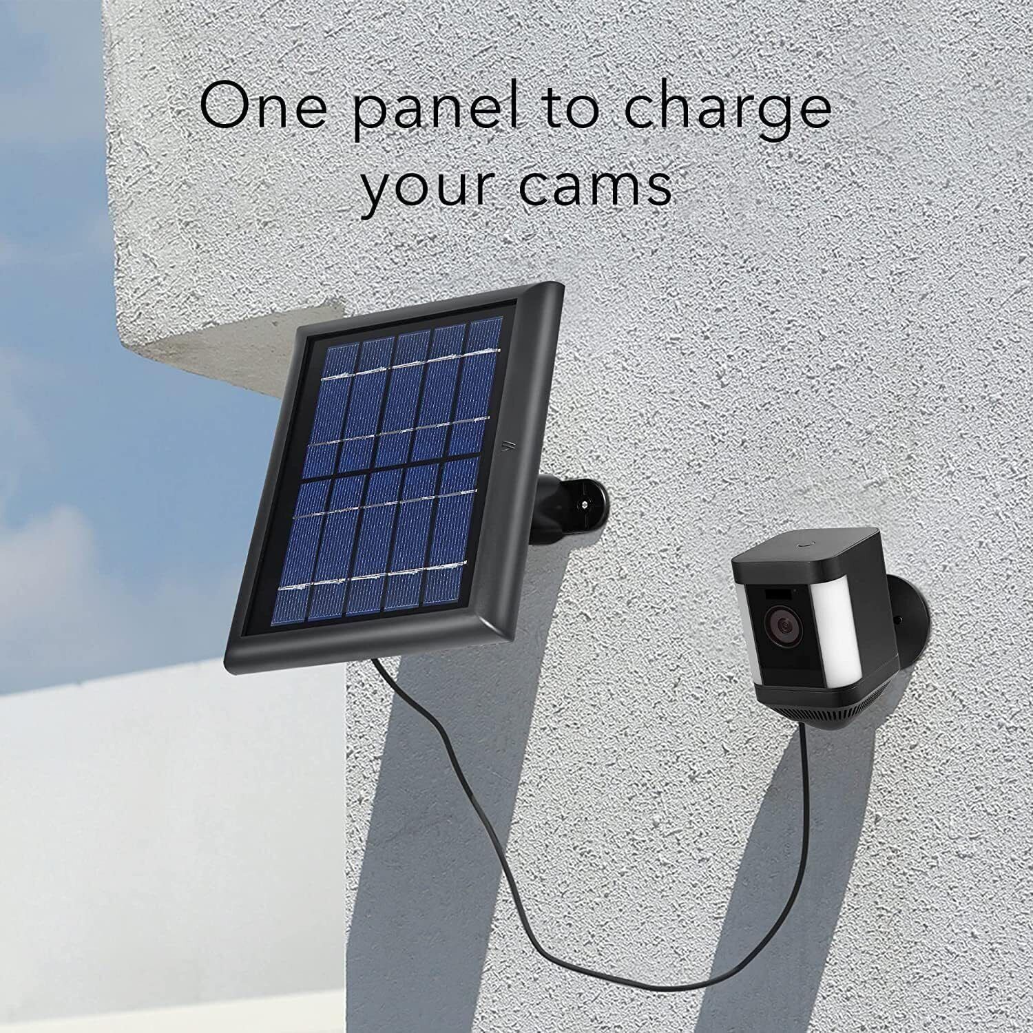 Wasserstein Solar Panel Wired Compatible Ring Spotlight Cam Plastic Black 2 Pack