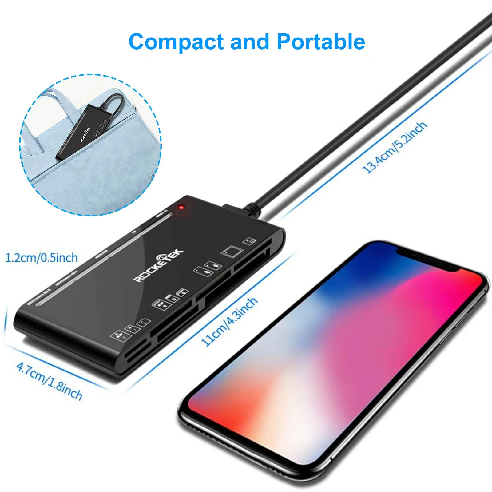 7 in 1 USB 3.0 Memory Card Reader Adapter Hub, for SD, CF, TF, Micro SD, XD, MS
