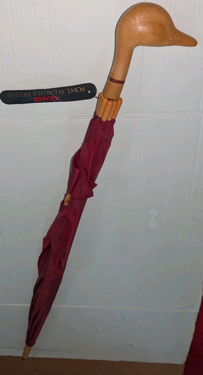 Aramis Fowl Weather Friend Umbrella Duck Head Walking Stick Cane New