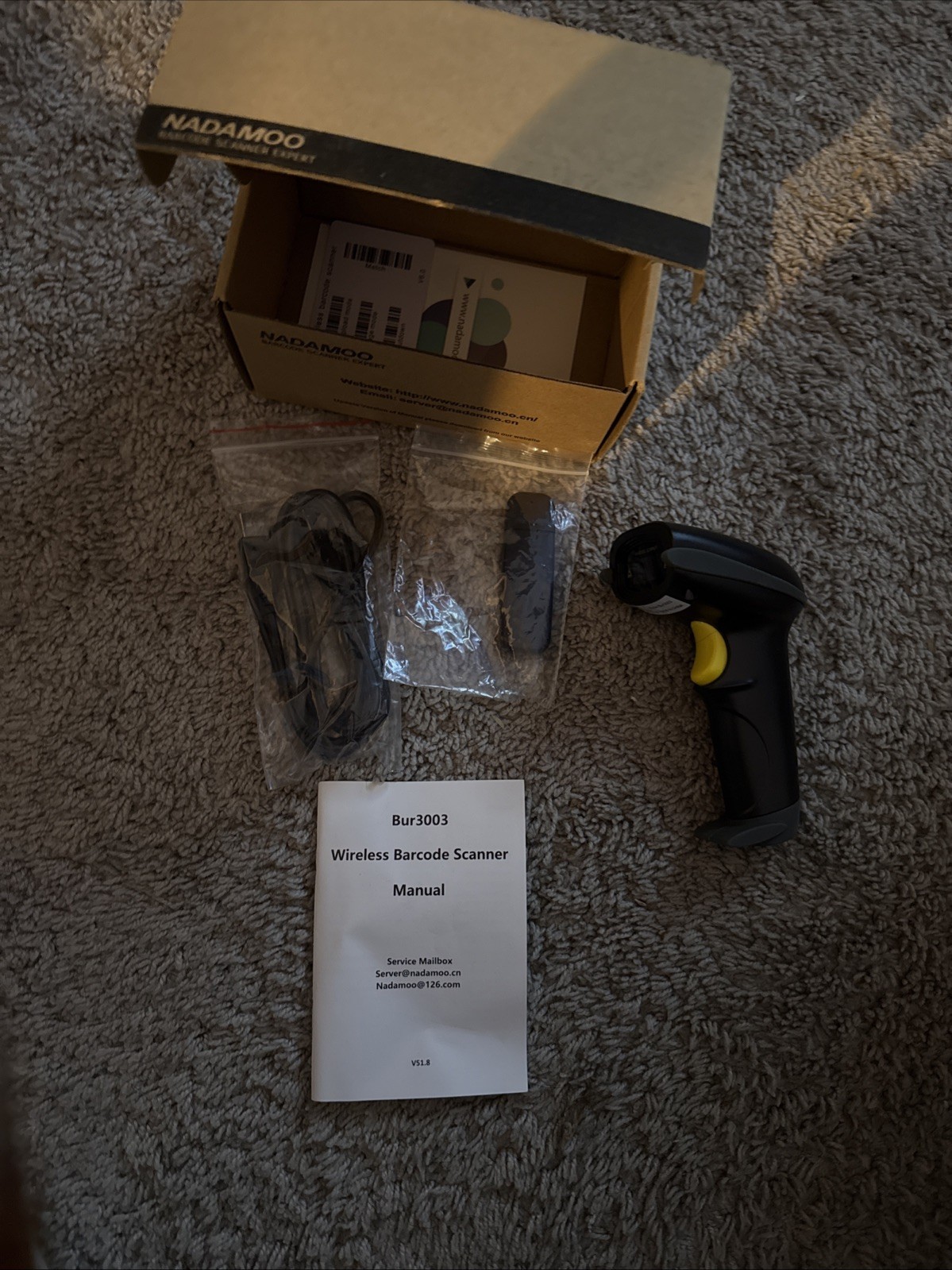 NADAMOO BUR3003 433MHz Wireless Barcode Scanner