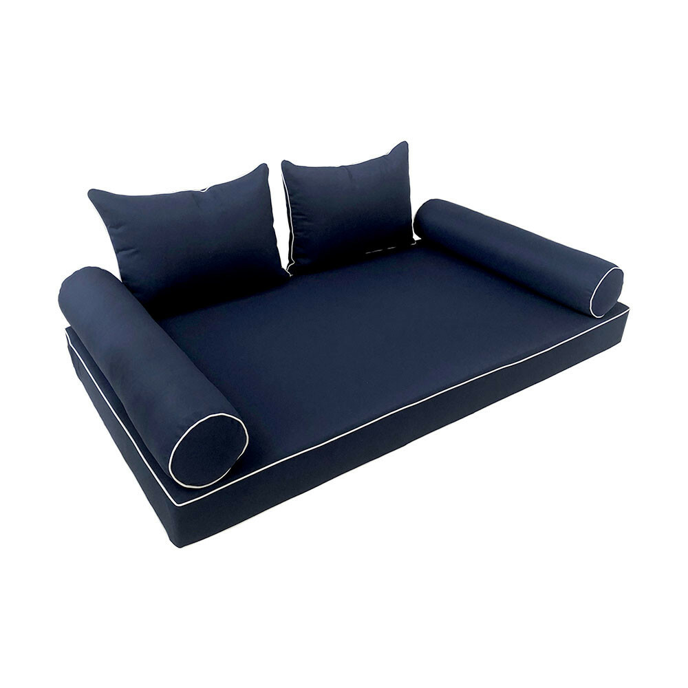Style4 5PC Contrast Pipe Daybed Mattress Cushion Complete Set Full  Size AD101
