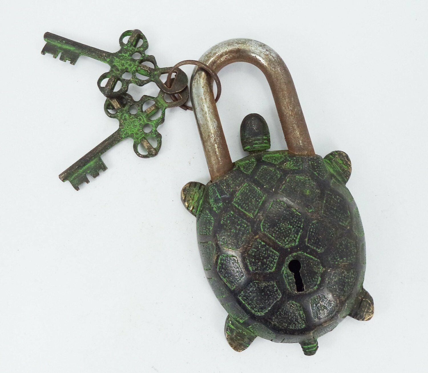 Handmade Vintage Style Tortoise shape Padlock with 2 Key Working Functional