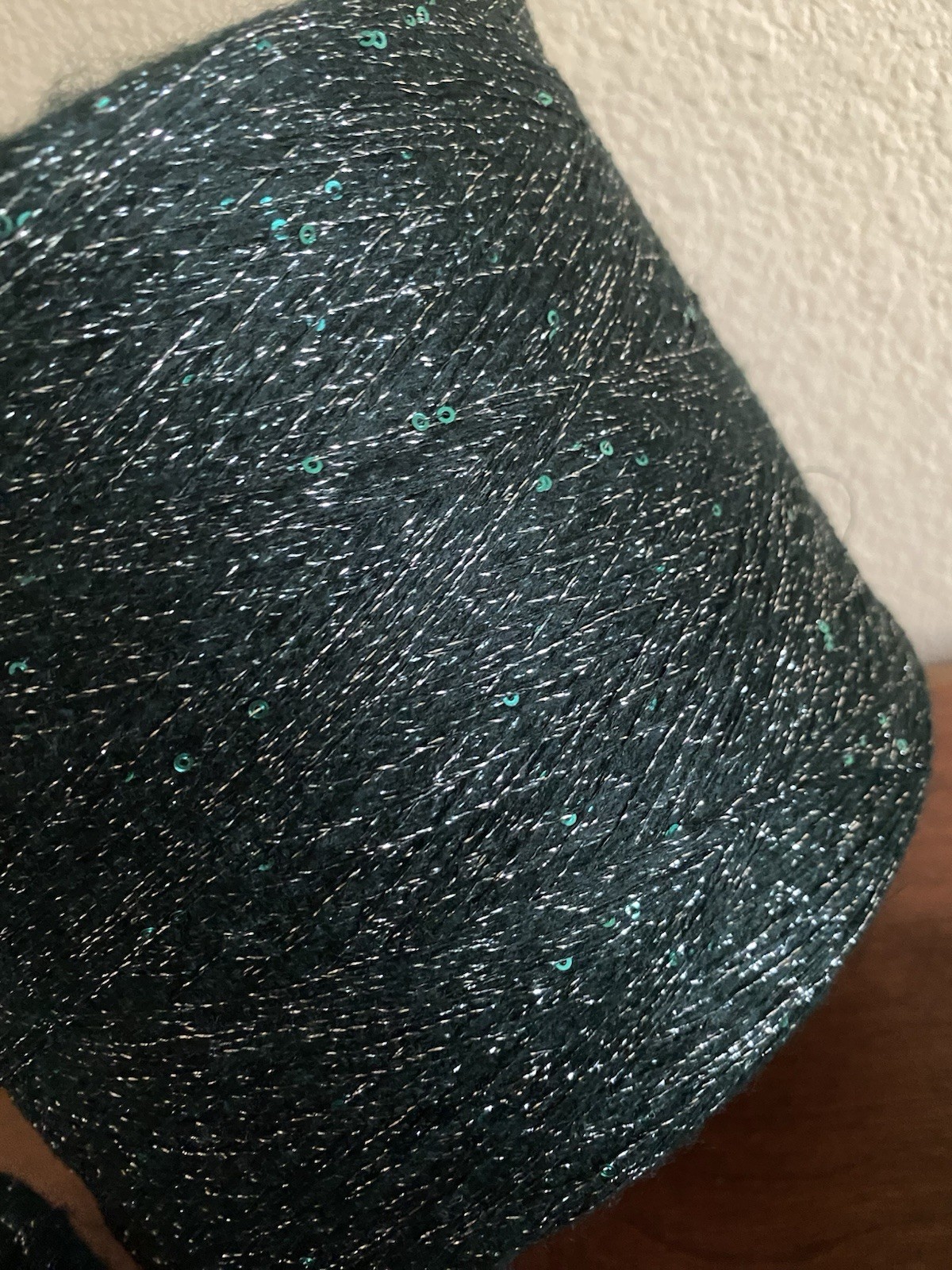 Fancy Soft 4 Skeins Dark Green Sequins Silver Glitter 200g Total #452