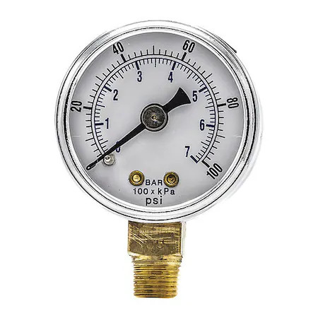 Pic Gauges 101D-158E Industrial Pressure Gauge, 0 To 100 Psi, 1 1/2 In Dial,