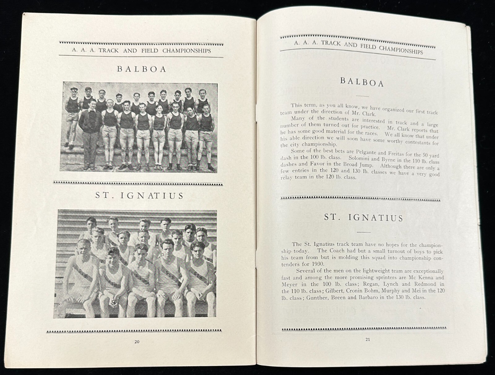 1929 SF High School AAA Track and Field Championships Official Program