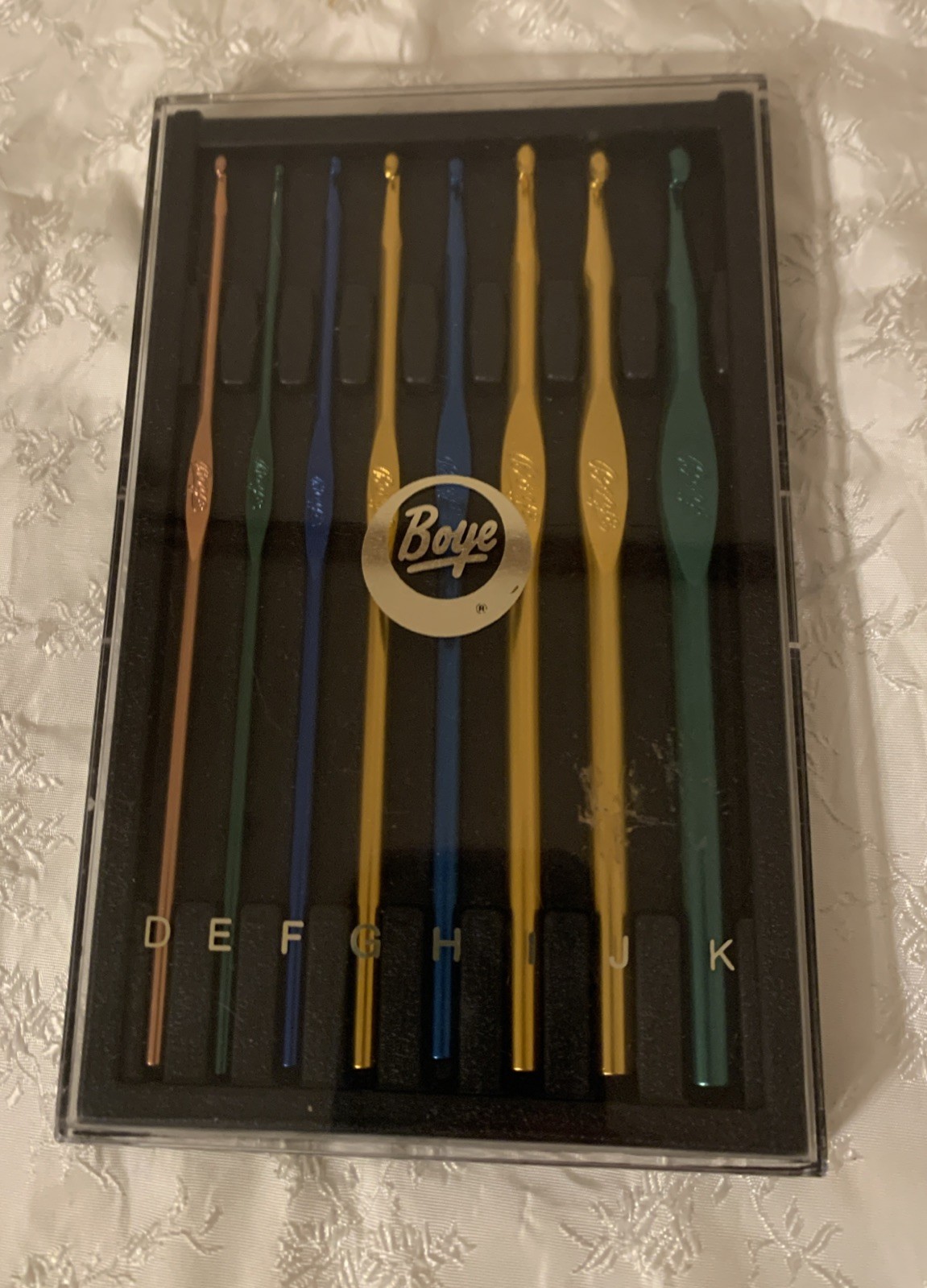 Vintage Boye Crochet Hooks Aluminum Craft Sizes D - K With Case Set Of 8
