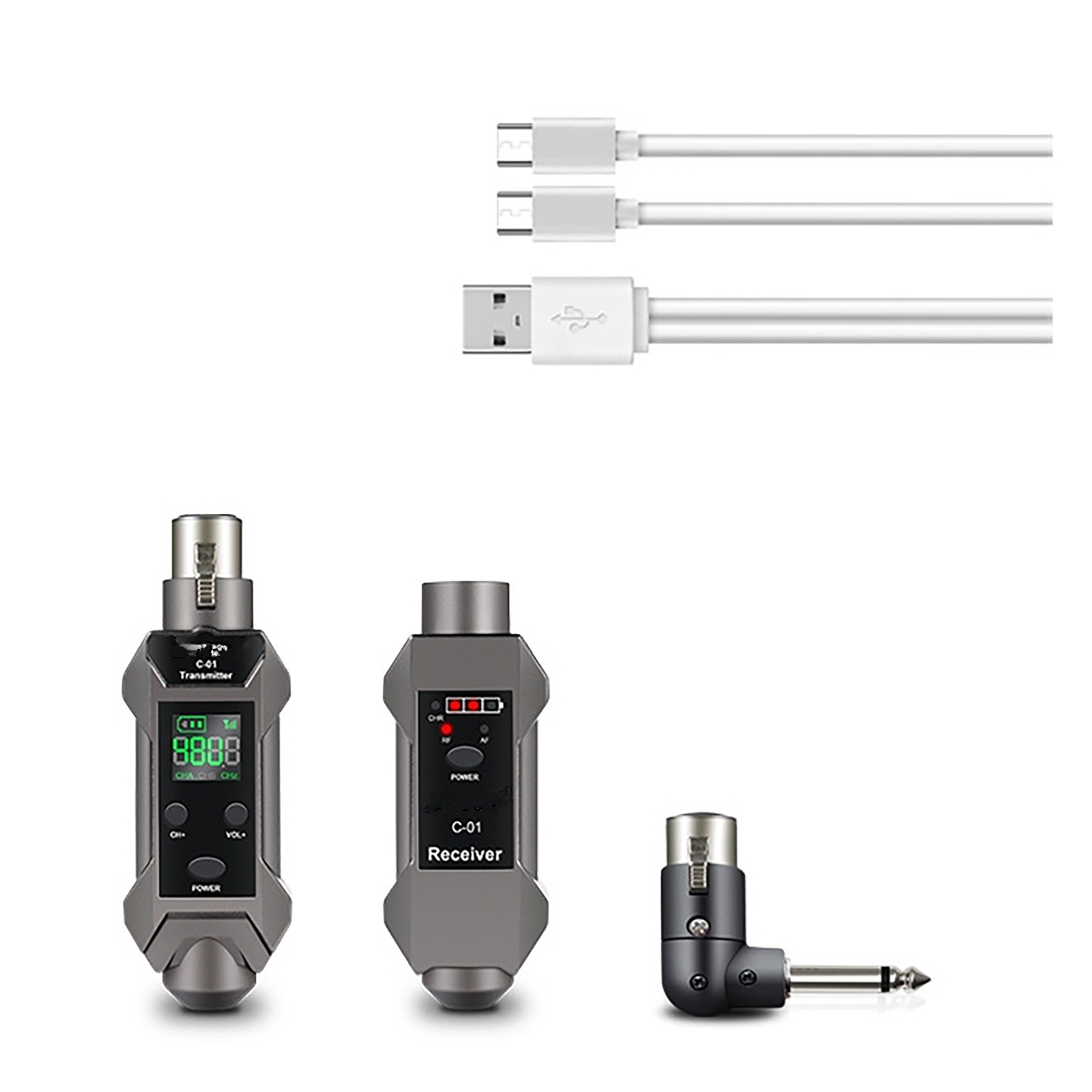 Plug-on Microphone Wireless System XLR Transmitter+ Receiver + 6.35mm Adapter b