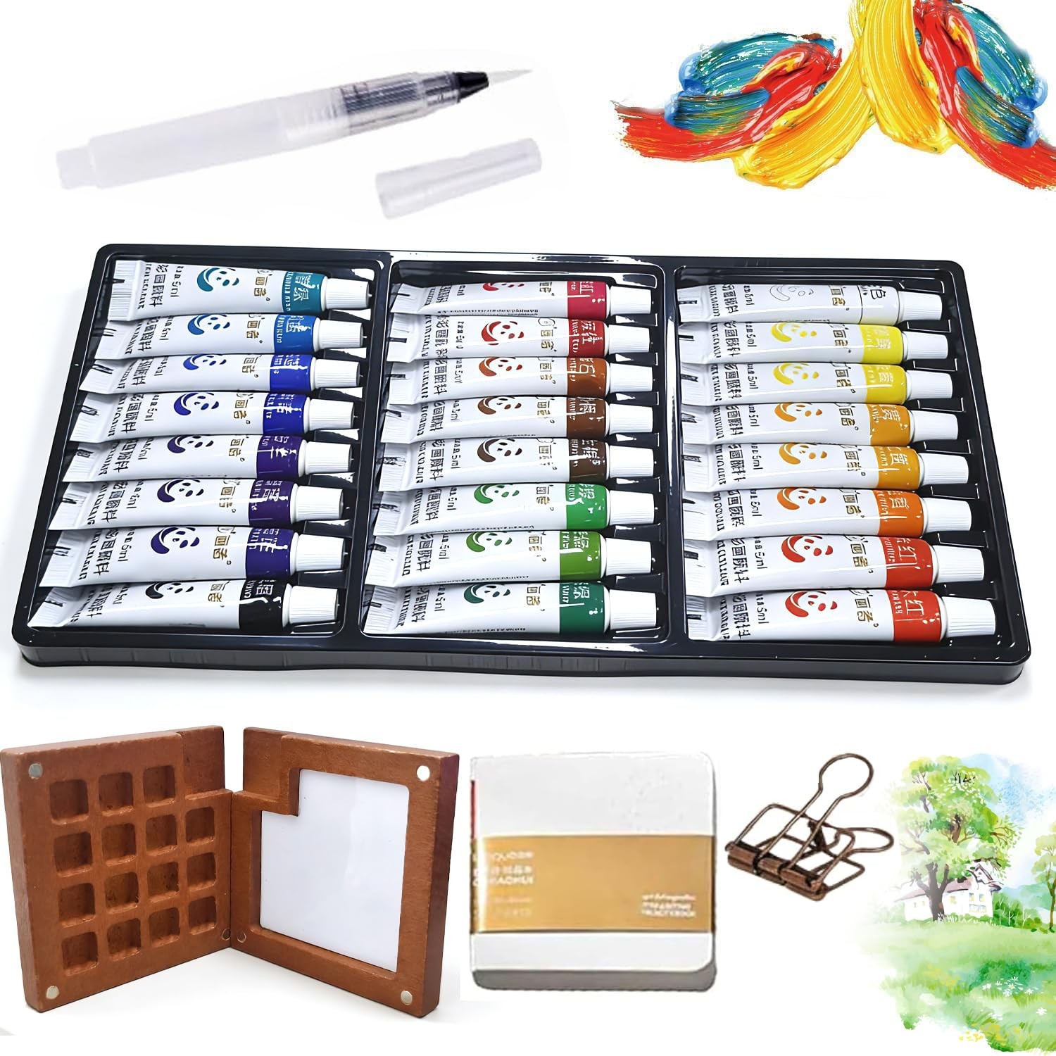 Adult Watercolor Paint Set: 24 Watercolor Paint Tubes (5ml) — Pocket Watercol...