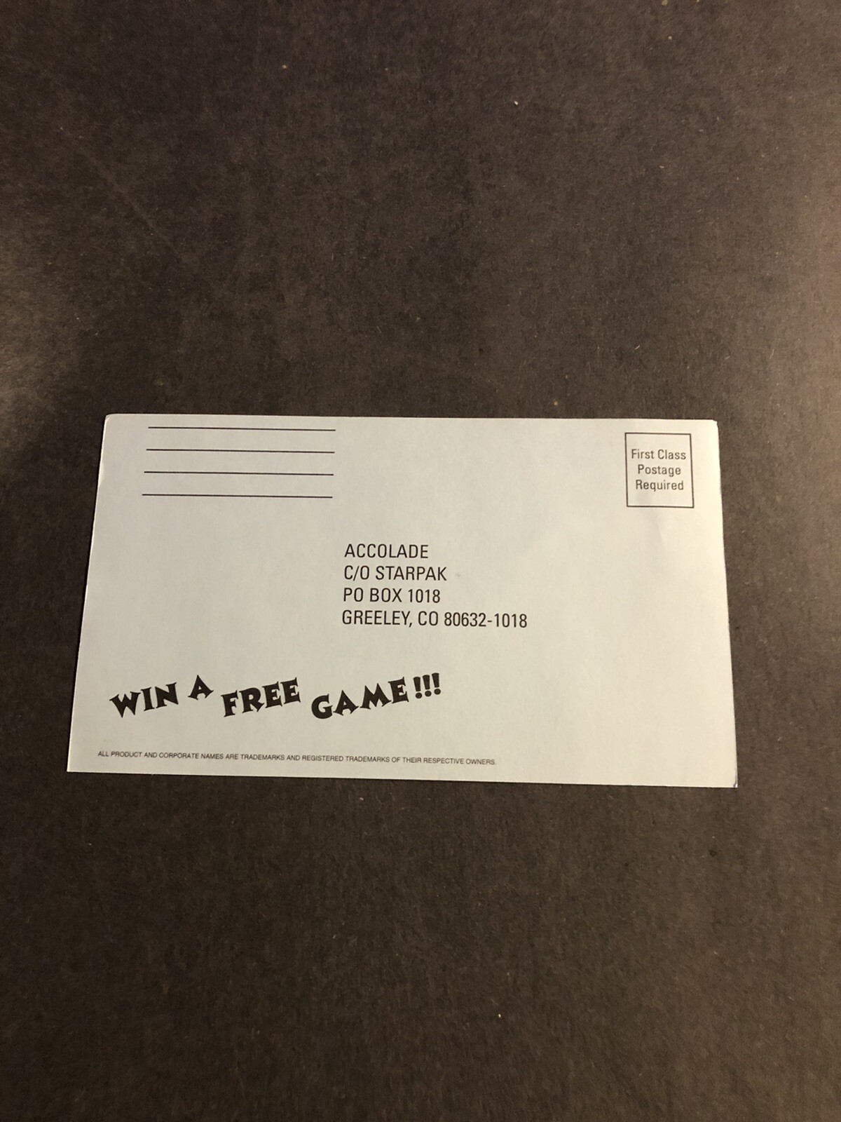 Accolade Sega Registration Card Insert