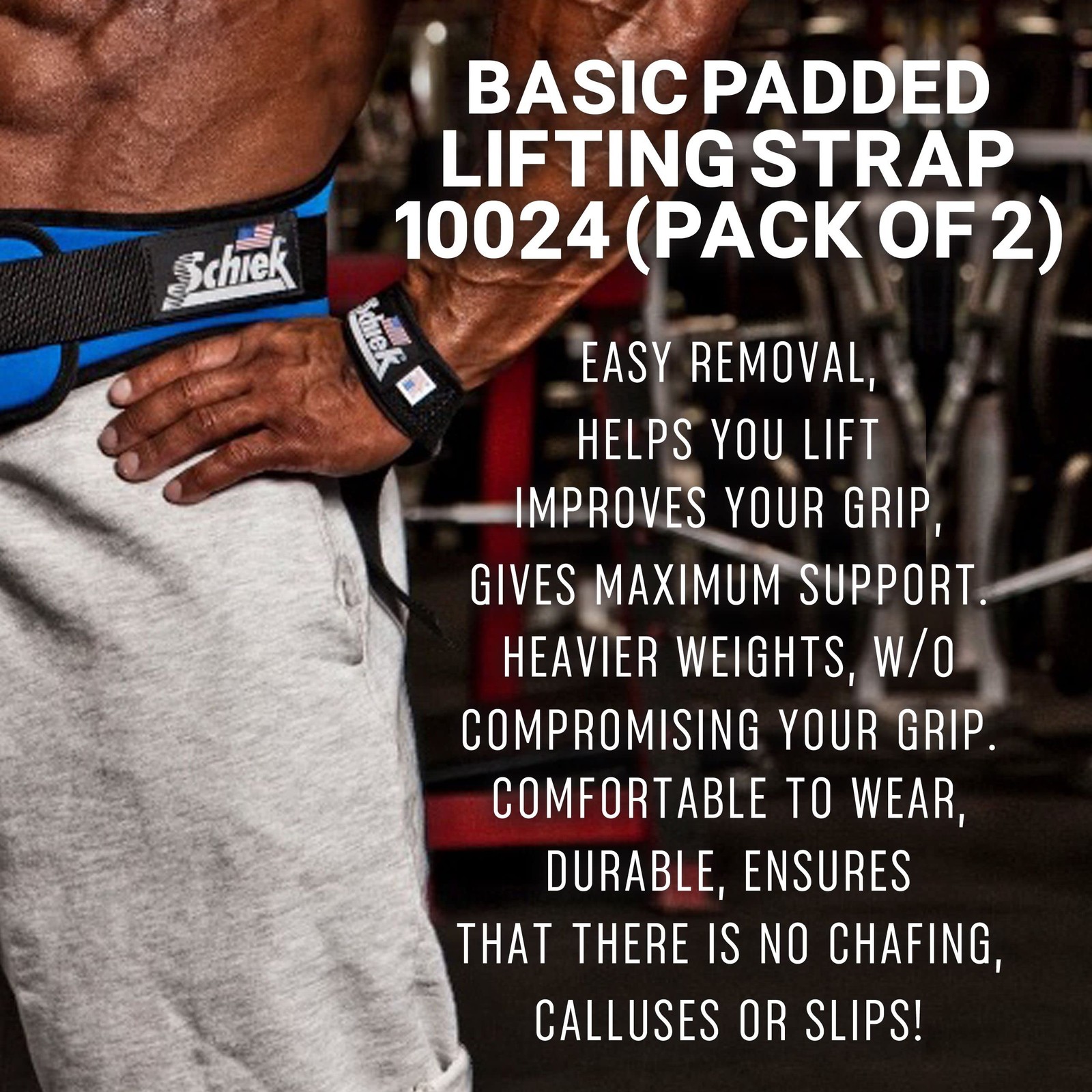 Schiek Sports Model 1000-BPS Basic 20 Padded Lifting Straps - Black