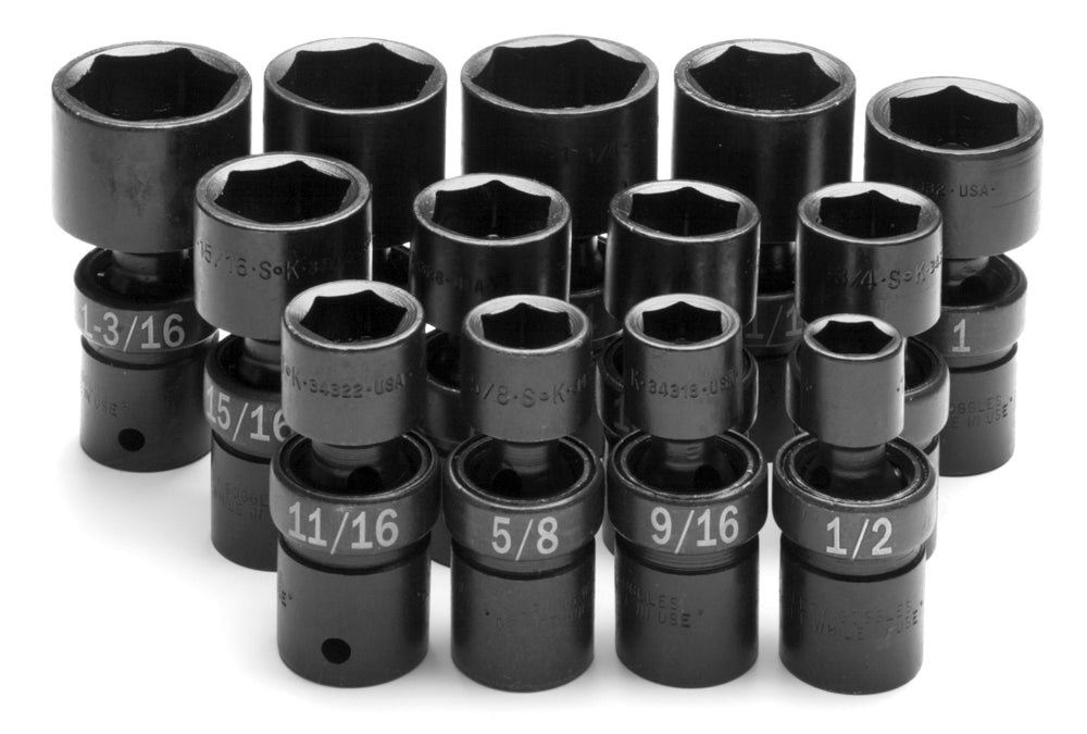 SK Tools 13 Piece 1/2" Drive Fractional Swivel Impact Socket Set (34300)
