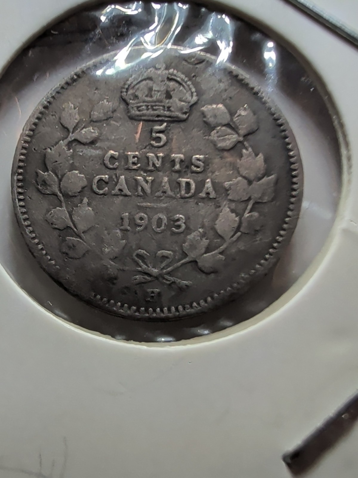 1903H Large H Canada Silver 5 Cent, EE03