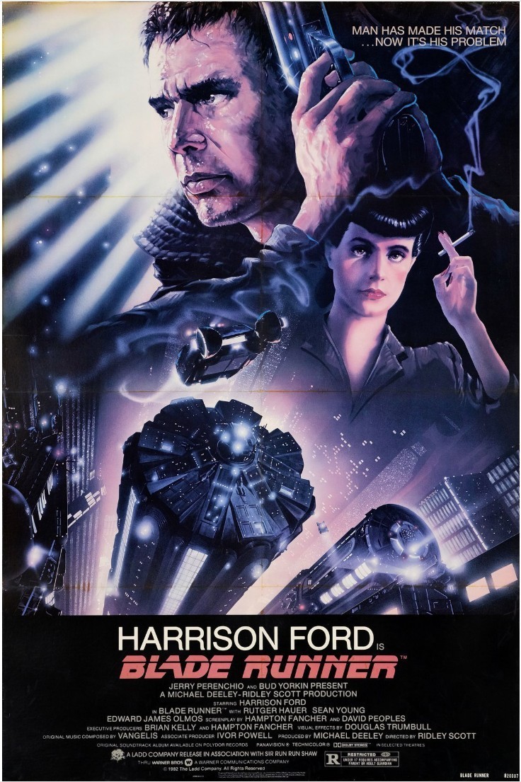 Original Blade Runner Movie Poster on Linen (1982) w/COA