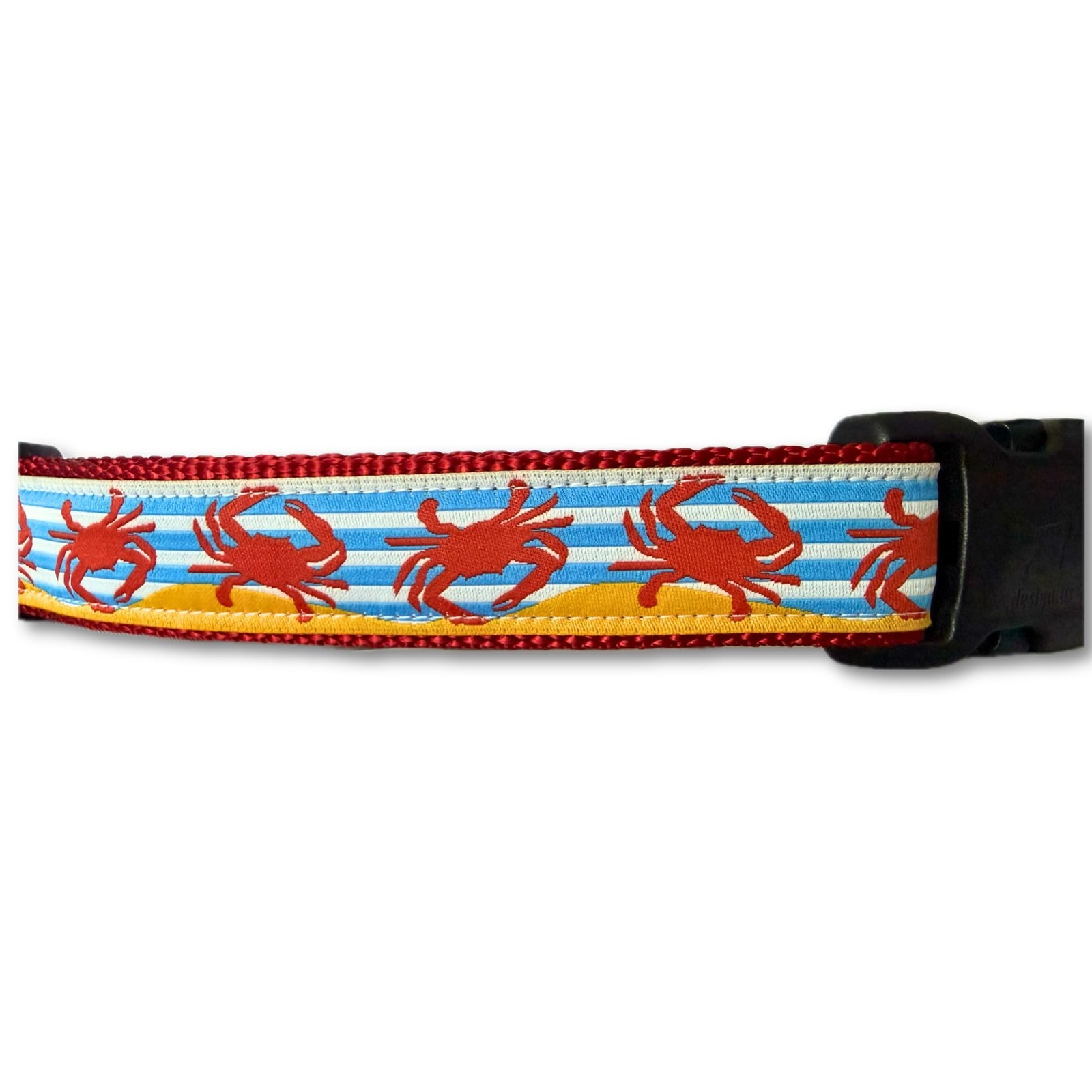 Large Crab Dog Collar Beach Nautical Handmade Adjustable 15-22 Inch Crabs