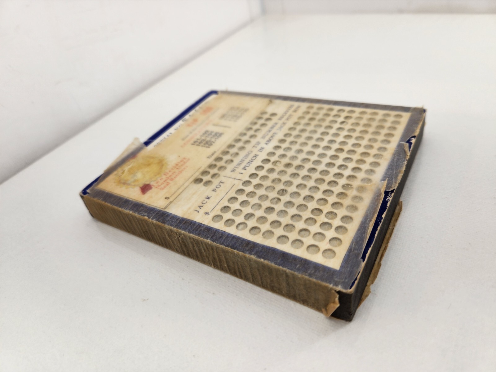 Rare 1960s Vintage Unpunched Wood Foil Gambling Punch Card, #'s Game Punch Board