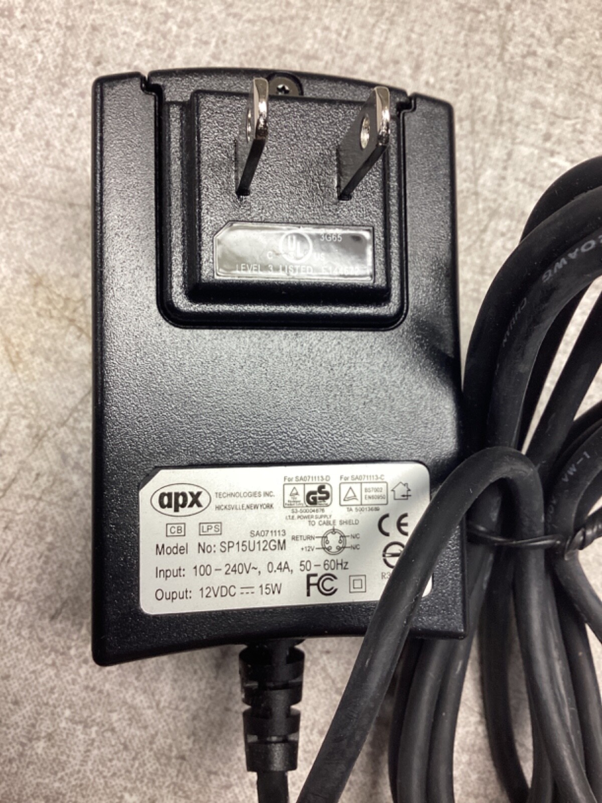 APX Technologies Inc. SA071113 Adaptable Power Supply #108PT85FML