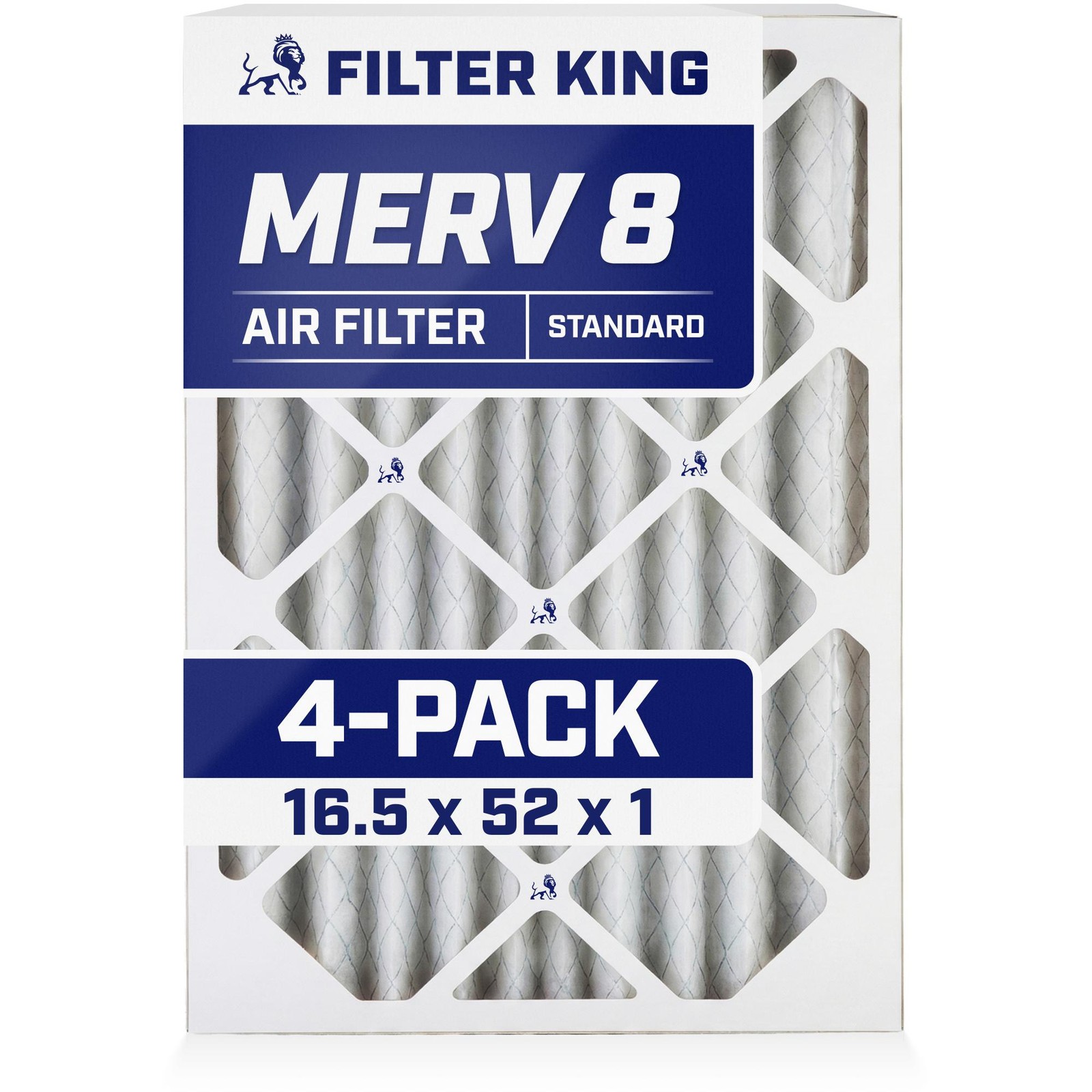 Filter King 16.5x52x1 Air Filter 4-PACK MERV 8 Actual Size 16.5 x 52 x .75"