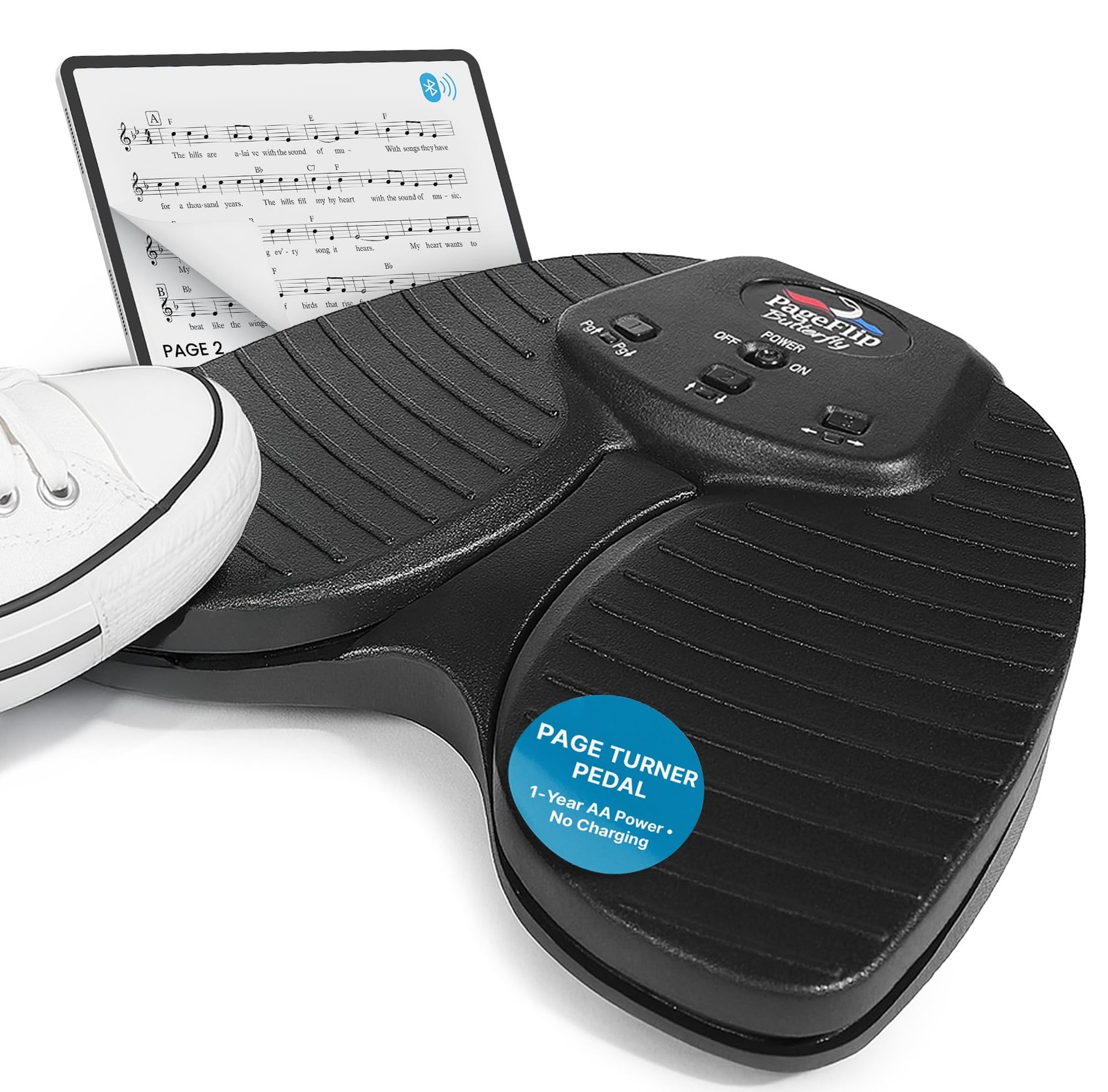 Butterfly Bluetooth Page Turner Pedal – Silent, Rugged Foot Pedal Page Turner...