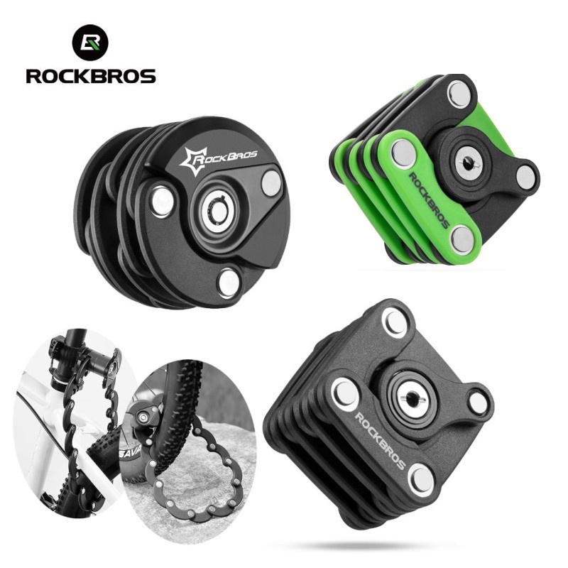 ROCKBROS Foldable Bike Chain Lock Hamburger Lock with Keys & Bracket Anti Theft