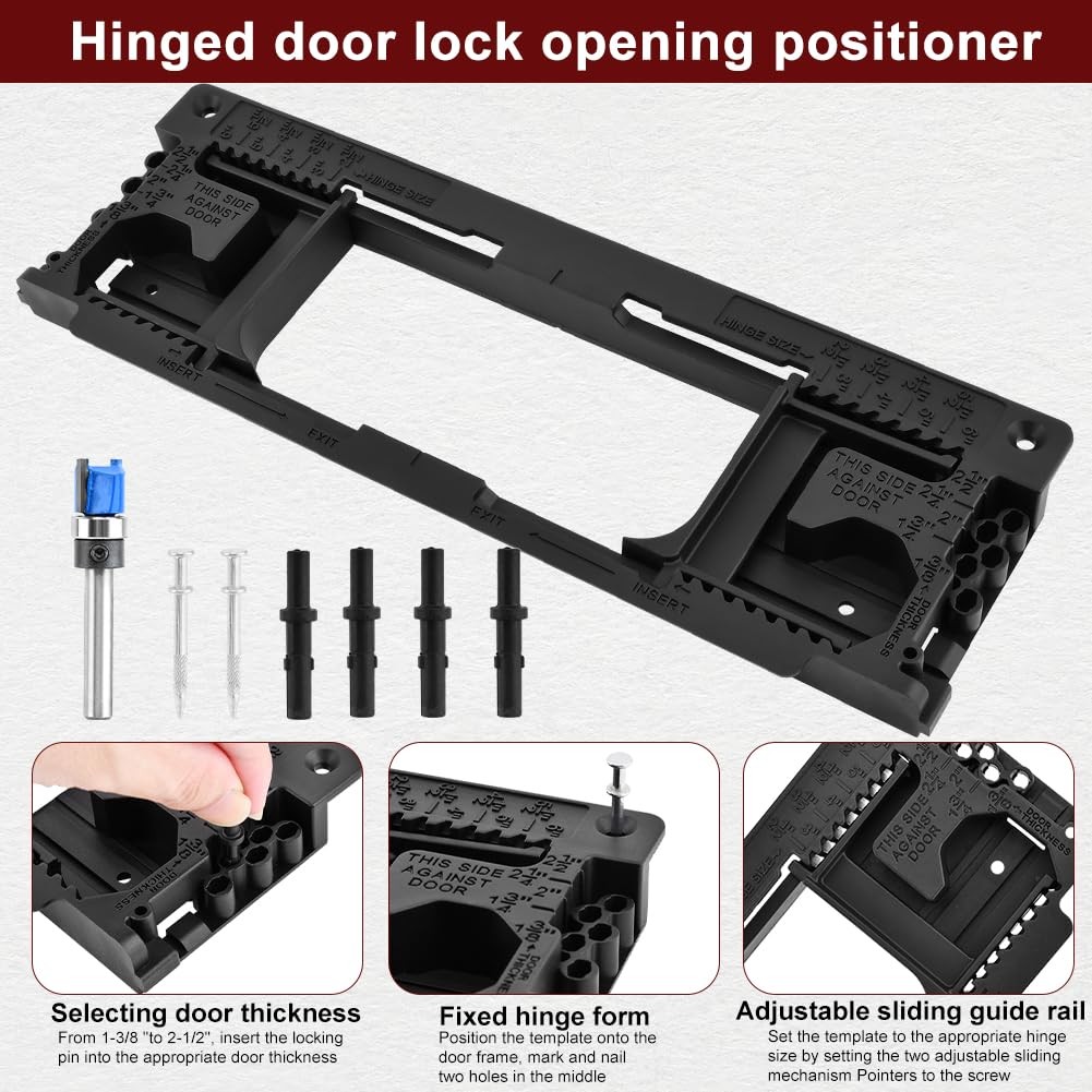 Door Hinge Jig Kit for Router, Adjustable Mortise Template Guide