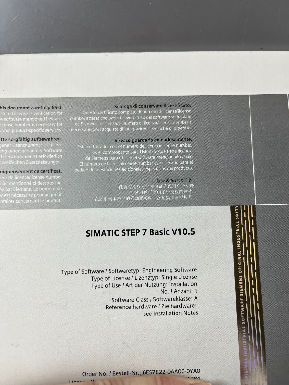 Siemens SIMATIC STEP 7 Basic V10.5 Engineering Software DVD Single License NOS
