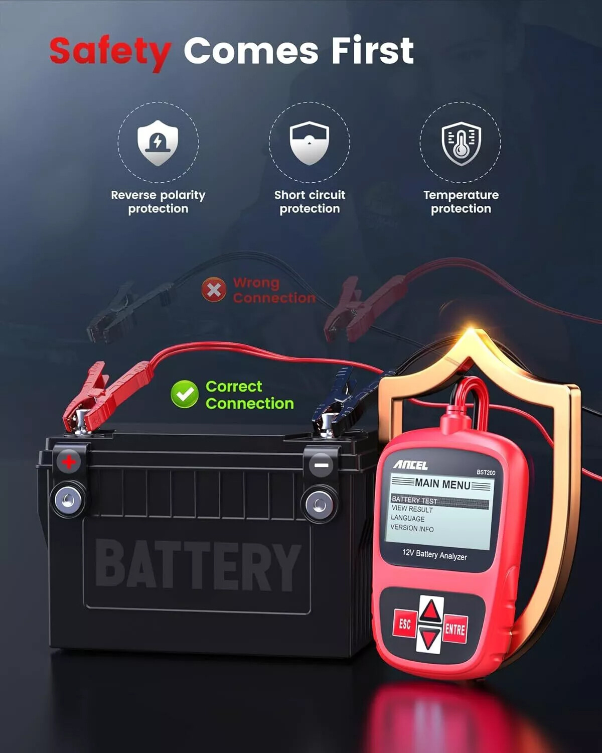 ANCEL BST200 Car Battery Tester Bad Cell Load Test Tool Digital Analyzer Tester