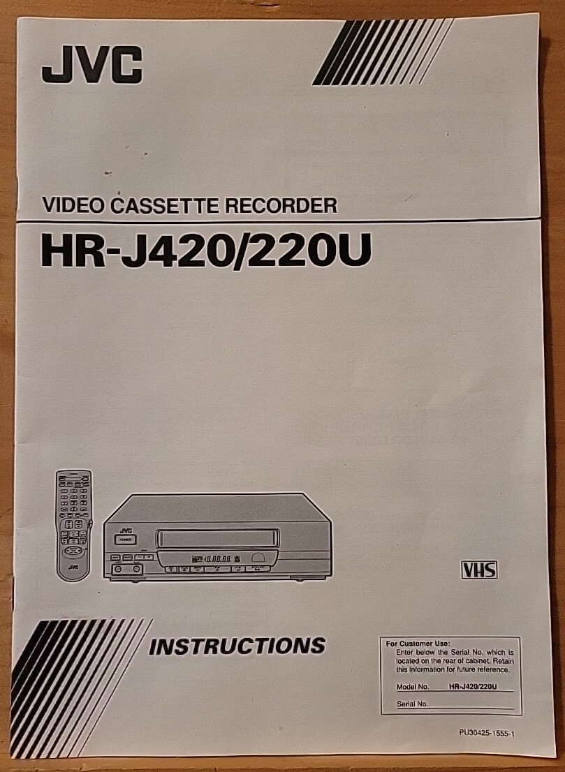 JVC VCR Video Cassette Recorder HR-J420/220U - Manual Only [Vintage]