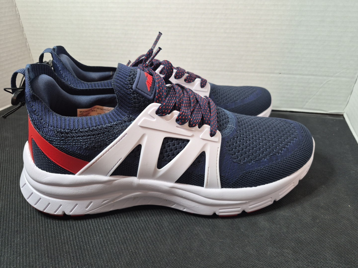 Avia Mens 10 Running Shoes Navy White Red Athletic Lightweight Breathable Mesh