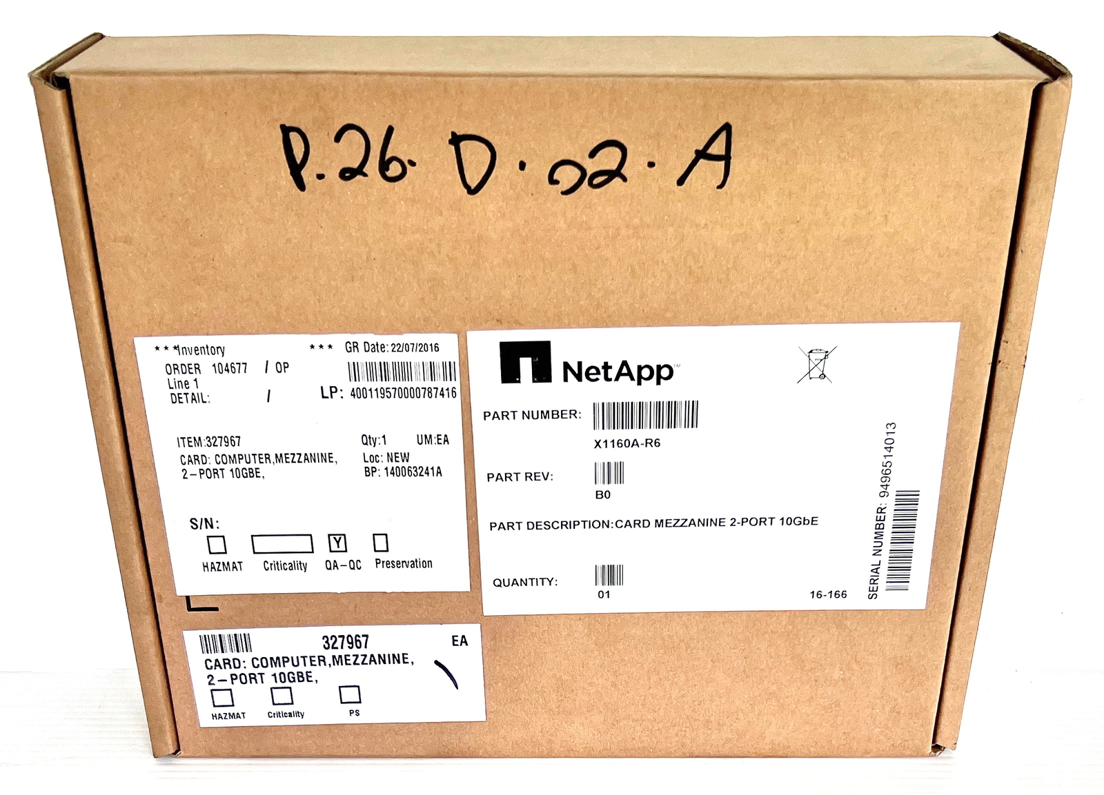 NetApp X1160A-R6 2-Port 10GbE Mezzanine Card X1160AR6 *NEW/SEALED*