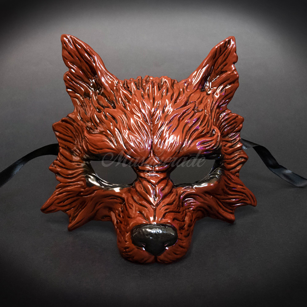 Wolf Animal Masquerade Mask, Men's Masquerade Mask, Halloween Red Ball Mask