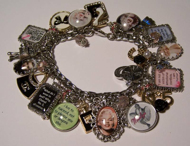 Marilyn Monroe Hand Crafted Photos & Quotes  Charm Bracelet