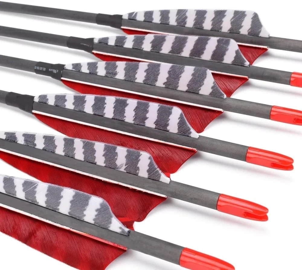 Pure Carbon Arrows 600 700 Spine Turkey Feather Fletching Screw-in Field Poin...