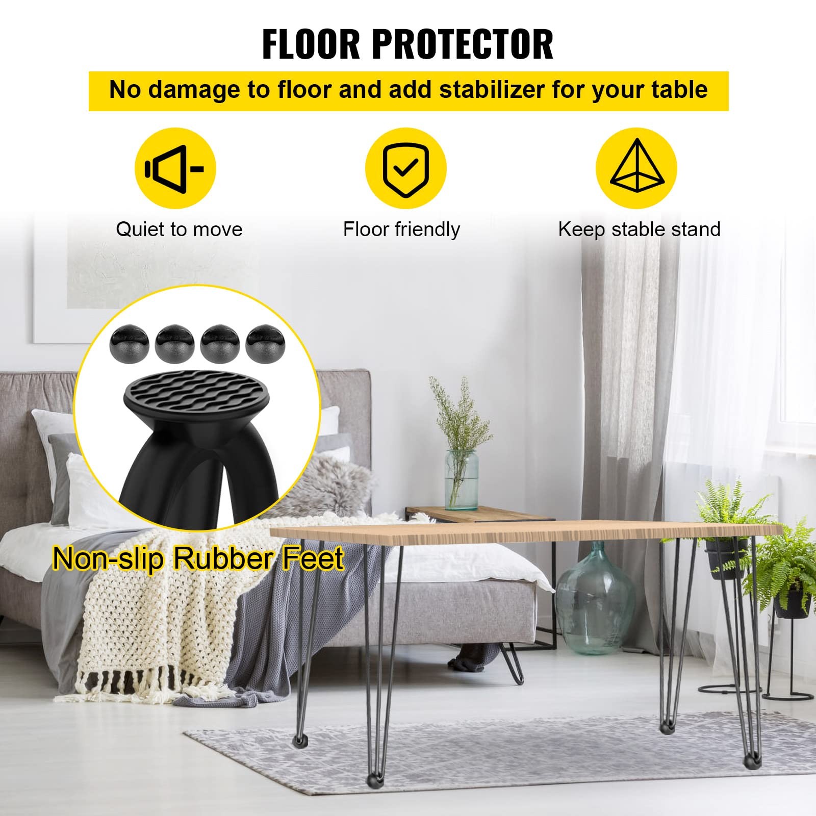 36 Inch Black Hairpin Table Legs Set of 4 Durable Steel for DIY Furniture Pro...