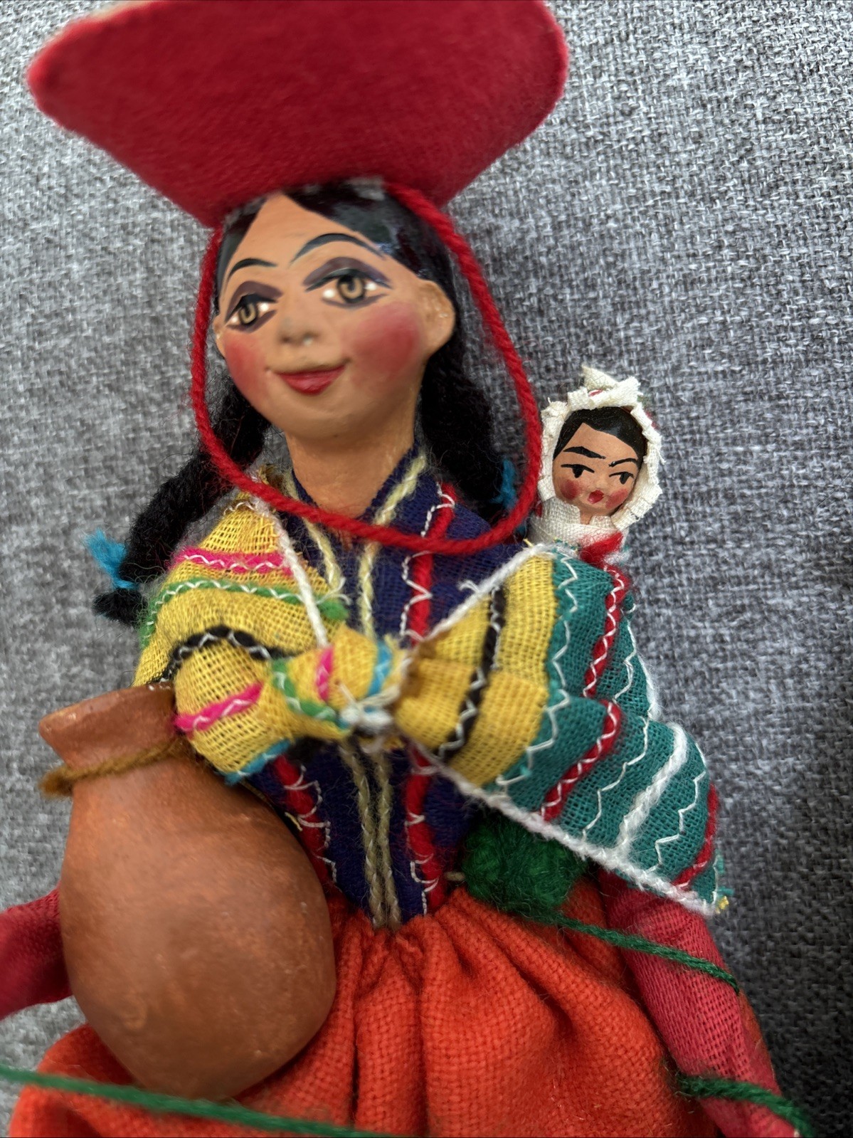 Vtg! Peruvian Folk Dolls Handmade Yarn Andean Decor Collectible Lot Of 2!