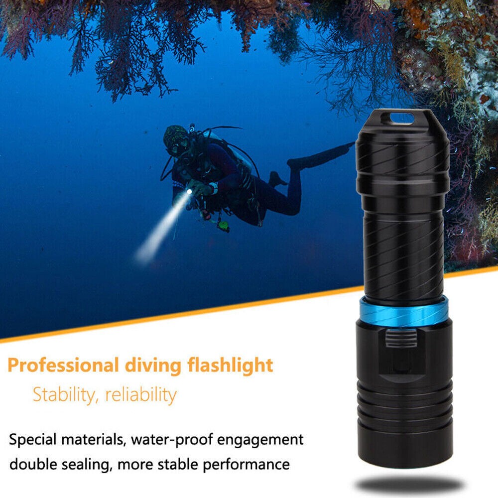 Scuba Diving Flashlight 8000 Lumens LED Dive Torch Underwater 80M Outdoor Lamp