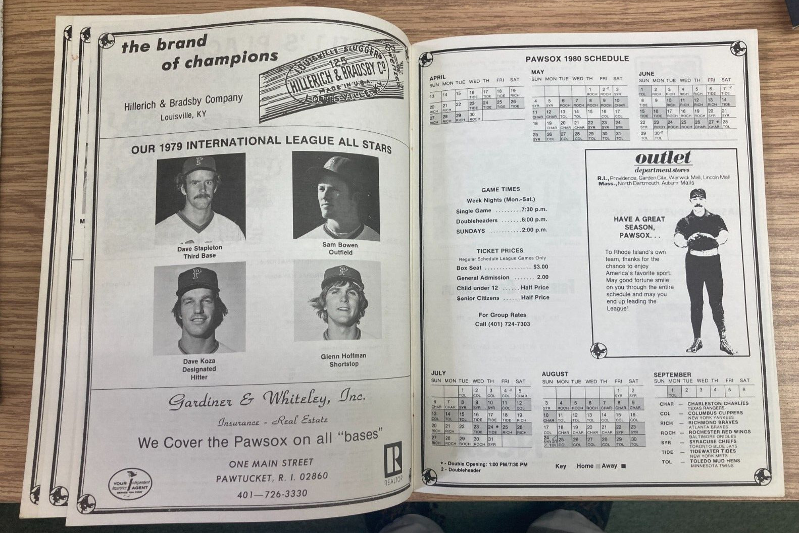 KAPPYS 1980 PAWTUCKET RED SOX OFFICIAL PROGRAM UNUSED C44
