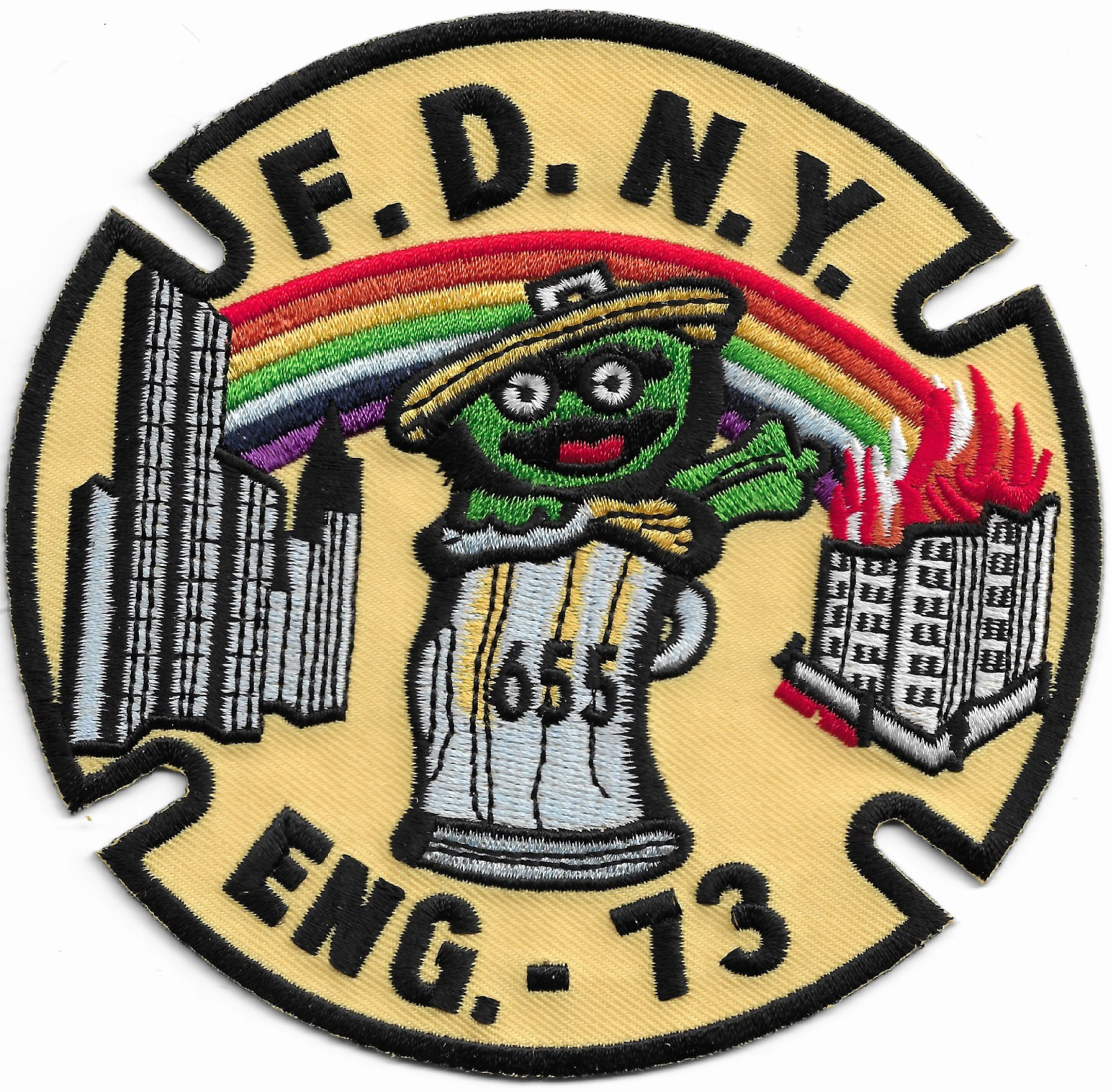 New York City - FDNY Engine-73 "Oscar-Grouch dark", NY (5" round) fire patch
