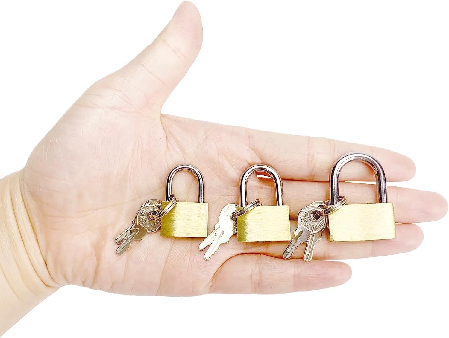 Small Solid Brass Padlocks with Keys Mini Luggage Lock Backpack Gym Locker