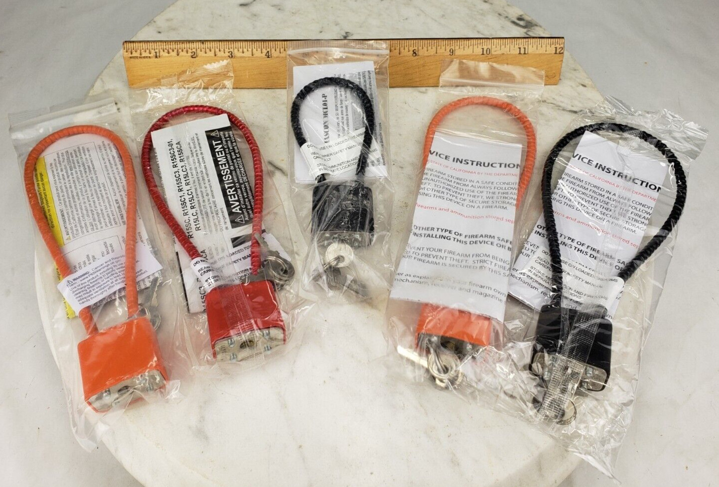 5x Cable Gun Lock w Keys - 30mm Mascon MCL01-P Black Orange Red Child Safe Rifle