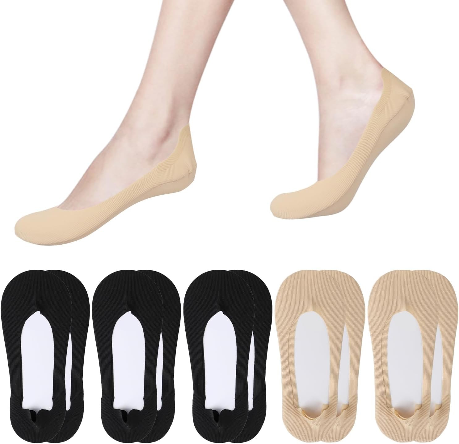No Show Socks Womens Ultra Low Cut Liner Non-Slip Invisible Liner...
