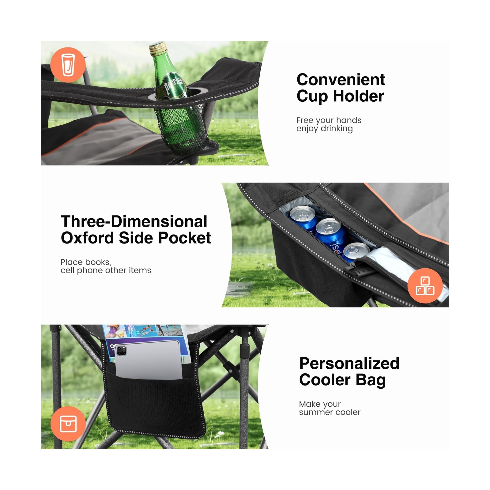 Oversized Portable Camping Folding Chair, Heavy Duty Foldable Outdoor Chair, ...
